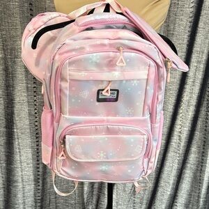 3 Pieces of Charming Pink Kids Backpack with Starry Design
